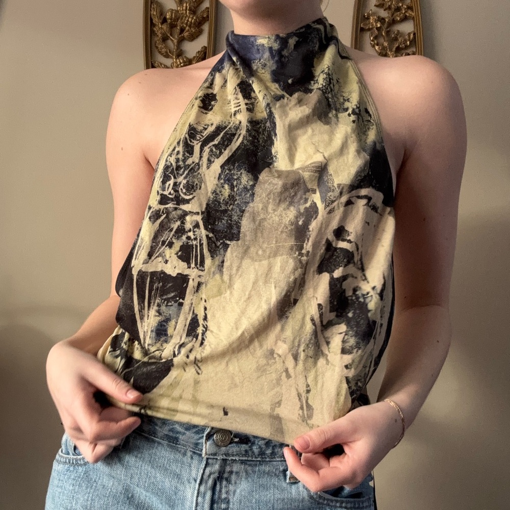Abstract Print Halter Top